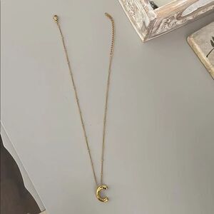 Gold Initial Necklace with Bubble C
